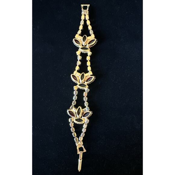 VTG Rhinestone Bracelet Red Clear Gray Stones Silver Tone 7” Timeless EUC - Picture 6 of 8